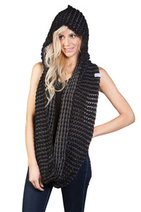 TopHeadwear Womens Infinity Loop Hoodie Scarf - Black/Charcoal