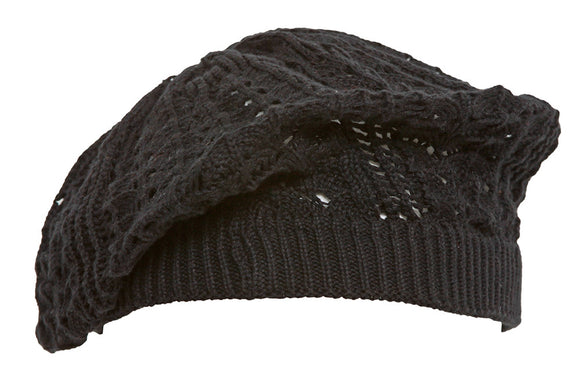 Topheadwear Winter Knitted Beret Beanie - Black