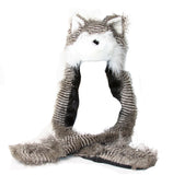 Topheadwear Furry Animal Hat with Attached Mittens