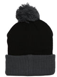 Topheadwear Plain 2 Tone Beanie w/ Pom