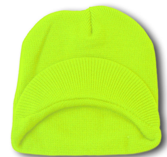 TopHeadwear Cuffless Jeep Visor Winter Beanie - Neon Green