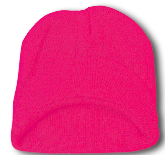 TopHeadwear Cuffless Jeep Visor Winter Beanie - Hot Pink