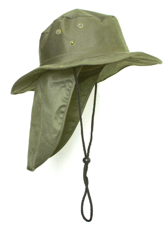 Top Headwear Safari Explorer Bucket Hat With Flap Neck Cover - Olive