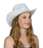 TopHeadwear Glitter Sequin Trim Cowboy Hat