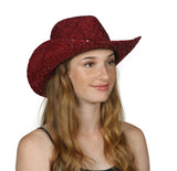 TopHeadwear Glitter Sequin Trim Cowboy Hat
