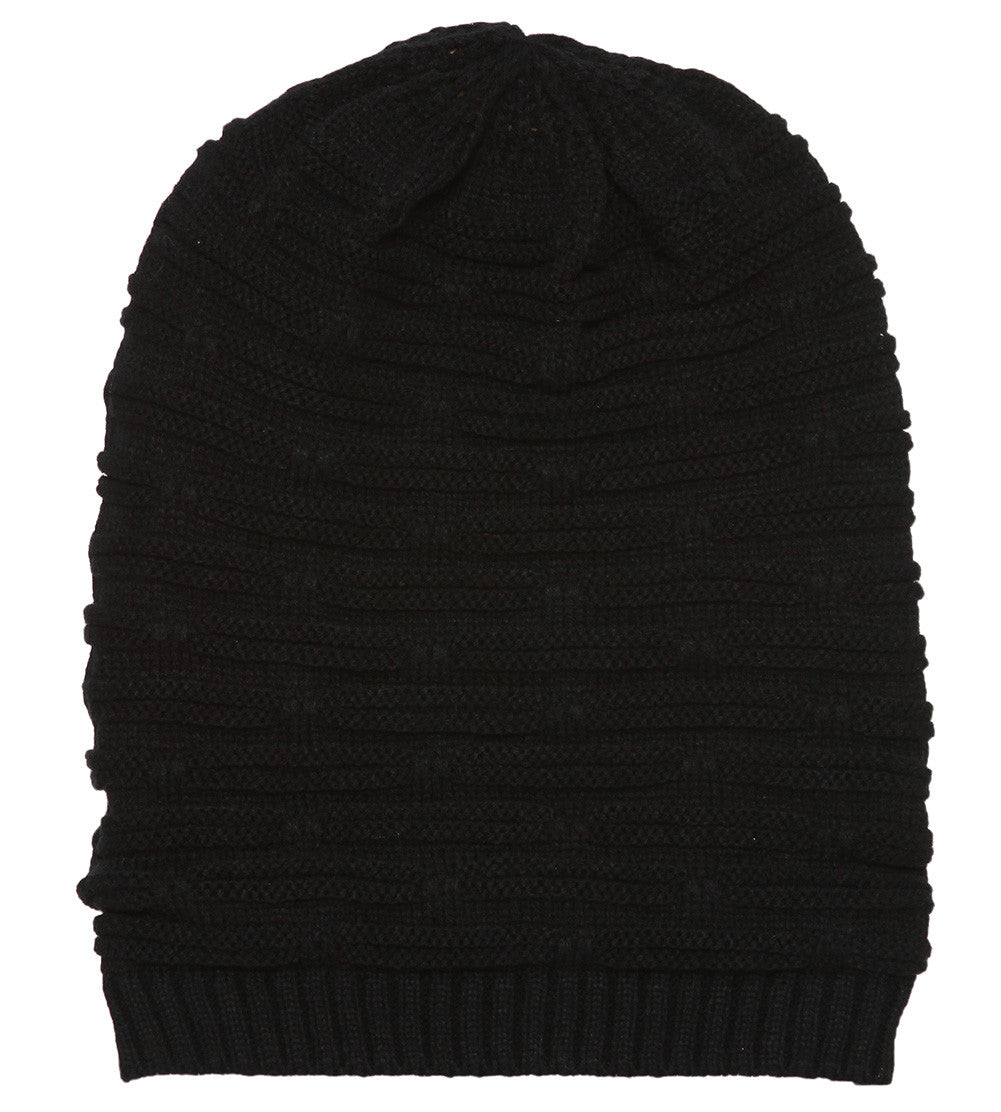 Topheadwear Winter Knitted Dash Short Beanie - Black