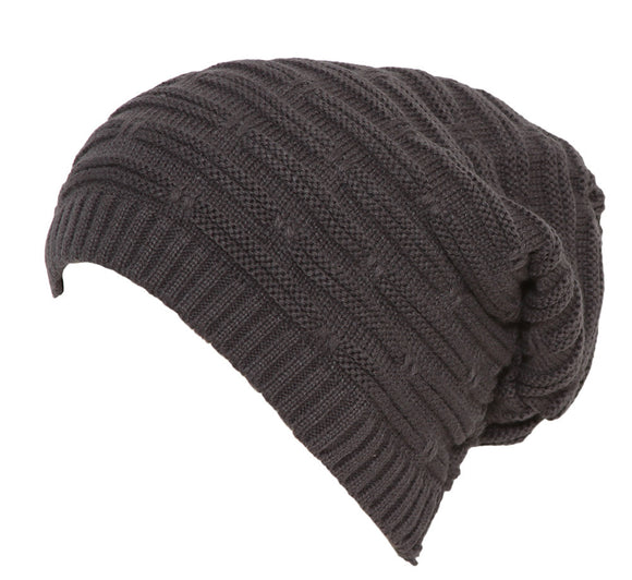 Topheadwear Winter Knitted Slouch Beanie - Brown