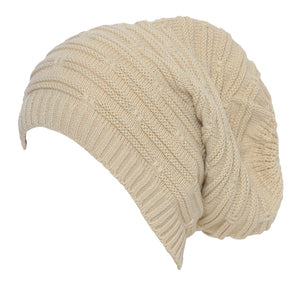 Topheadwear Winter Knitted Slouch Beanie - Cream
