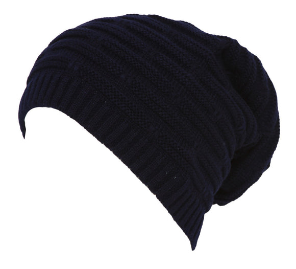 Topheadwear Winter Knitted Slouch Beanie - Navy