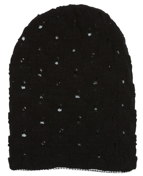 Topheadwear Winter Knitted Reversable Beanie - Black
