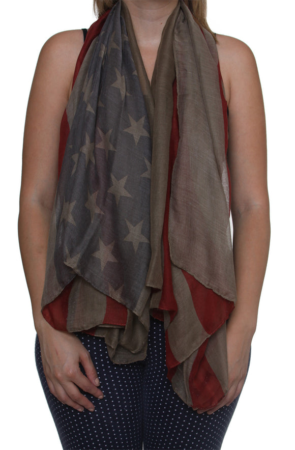 Vintage American Flag USA Flag Scarf Unisex Patriotic July 4th Scarf Army Green