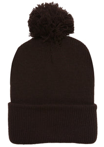 Topheadwear Winter Cuffed Beanie w/ Pom - Black