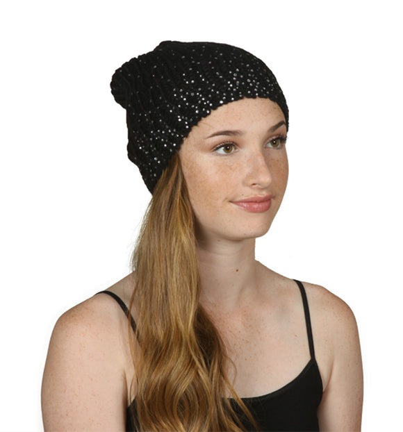 TopHeadwear Diamond Sparkle Cuffless Beanie