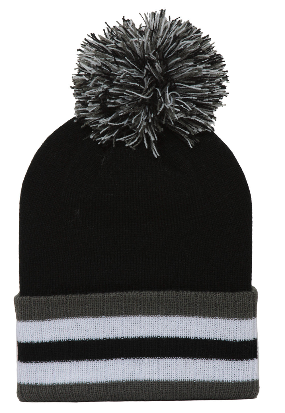 Topheadwear Winter Cuffed Beanie w/ Pom - Black