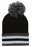 Topheadwear Winter Cuffed Beanie w/ Pom - Black