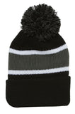 Topheadwear Winter Striped Beanie with Pom